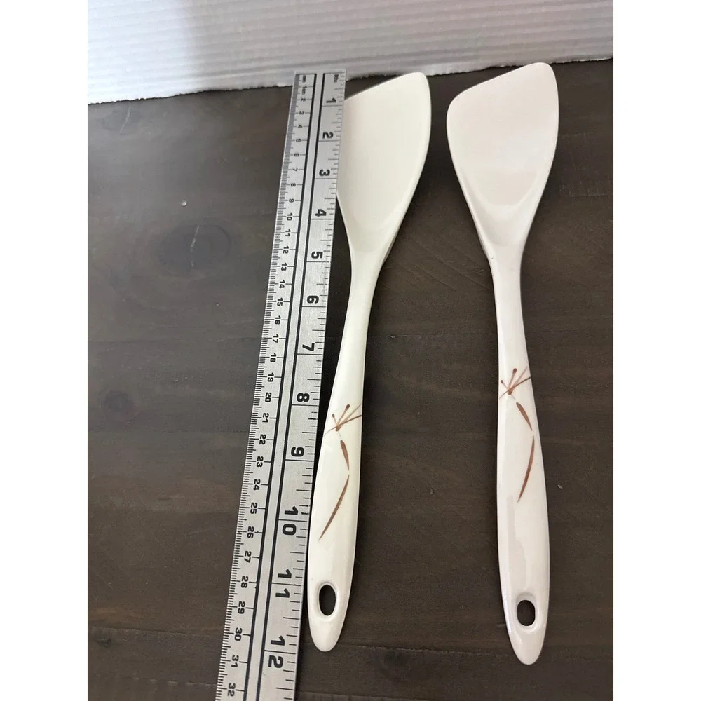 Melamine Ware No 7009 White Spatulas Wheat Pattern Set of 2 Vintage Style 12 in